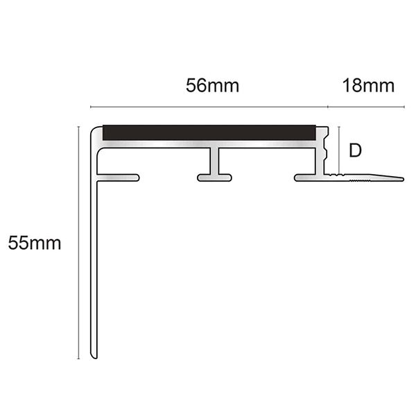 56mm x 55mm Ceramic Tile- Stair Nosing For 10mm Flooring With PVC Insert