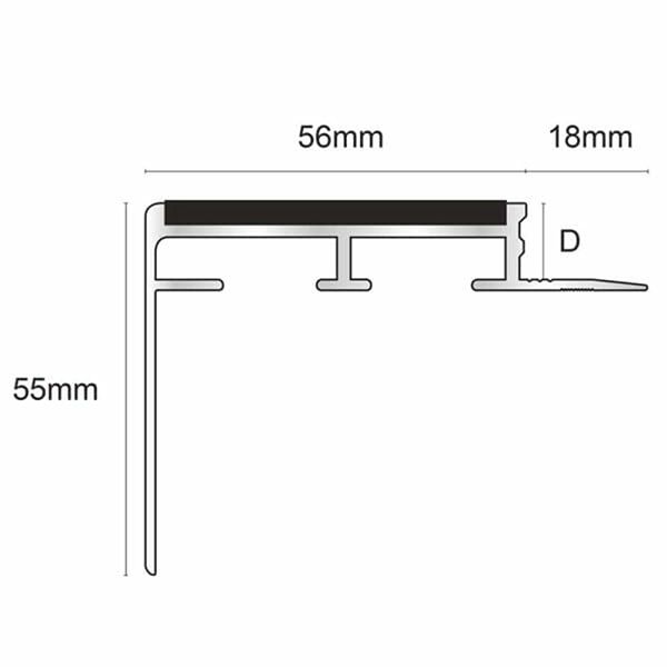 Ceramic Tile-In Stair Nosing For 12.5mm Flooring With PVC Insert