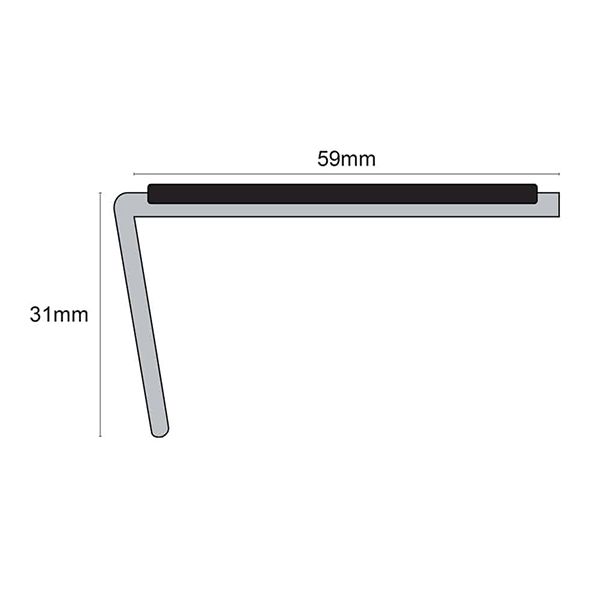 63mm x 35mm Rakeback PVC Hard Stair Nosing With Tredsafe PVC Insert