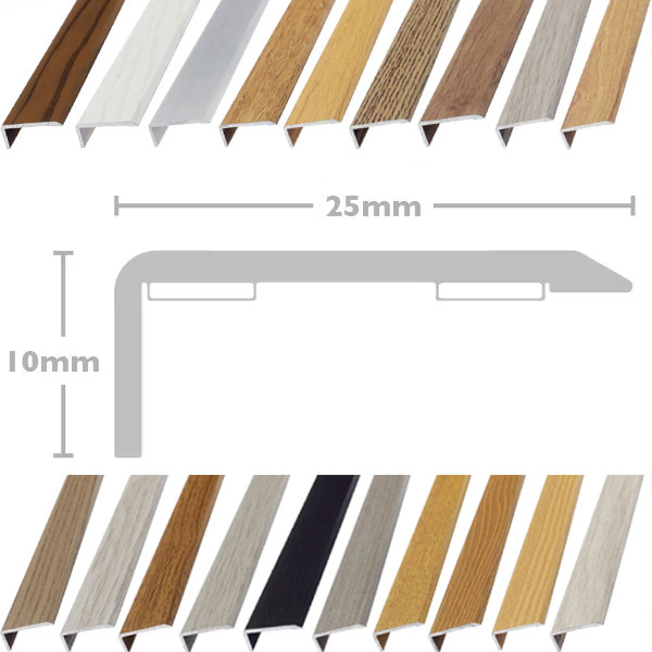 L or Edge Nosing 25mm Plate Stick Down Laminate, Vinyl & Tile Threshold Door Bars Profile Edge Strip 