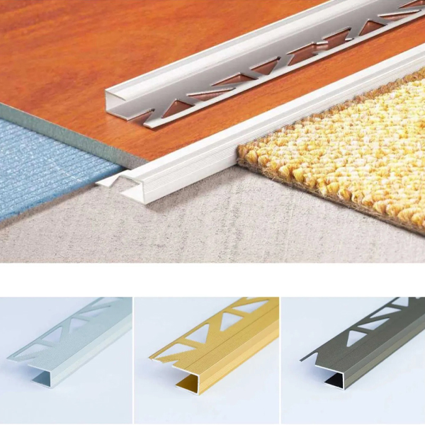 Aluminium 8mm Wood Effect Edging Trim Threshold Door Stops For Flooring