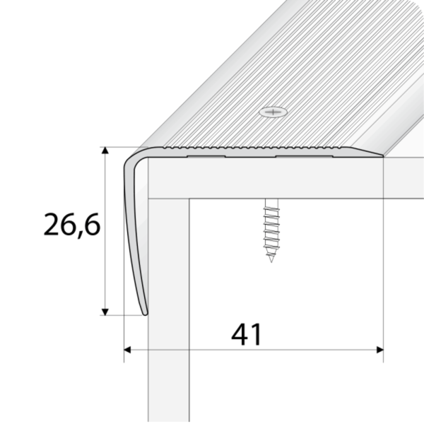 41mm x 26.6mm Non Slip Aluminium Ribbed Stair Nosing for Stair Treads Protection