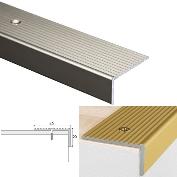 Non Slip Anodised Aluminium Stair Edge Nosing Trim