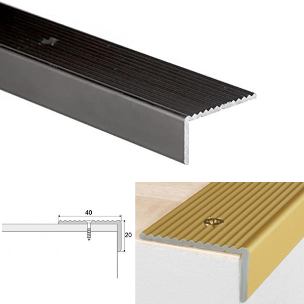 Non Slip Anodised Aluminium Stair Edge Nosing Trim