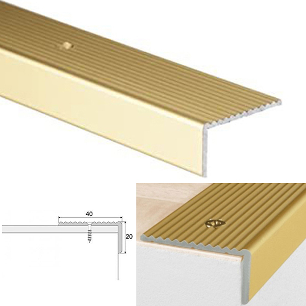 Non Slip Anodised Aluminium Stair Edge Nosing Trim