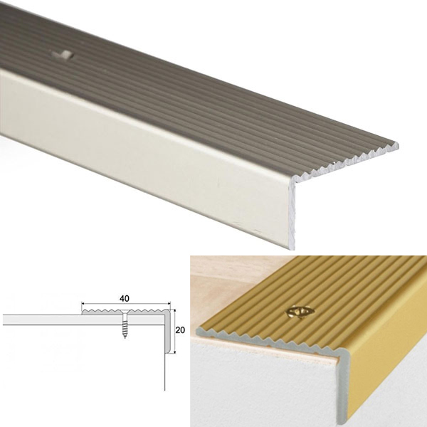 Non Slip Anodised Aluminium Stair Edge Nosing Trim