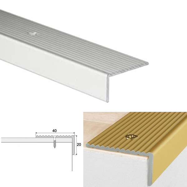 Non Slip Anodised Aluminium Stair Edge Nosing Trim