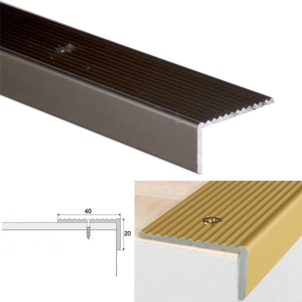 Non Slip Anodised Aluminium Stair Edge Nosing Trim