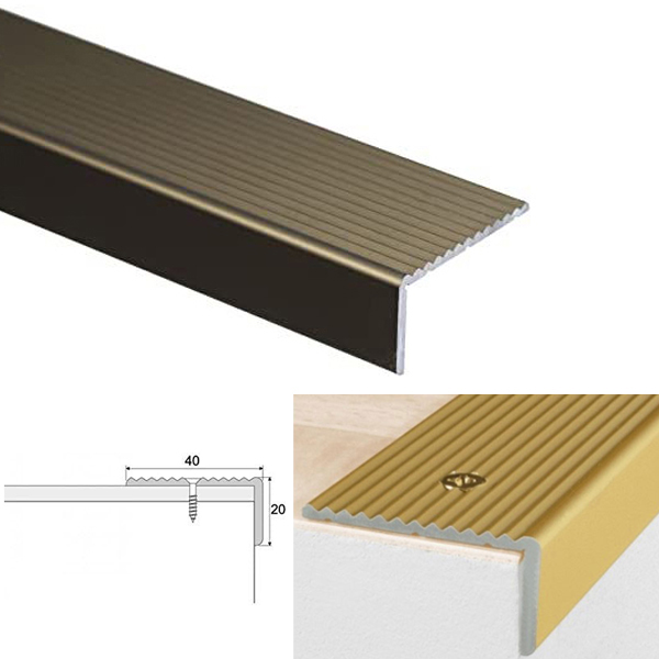 Non Slip Anodised Aluminium Stair Edge Nosing Trim