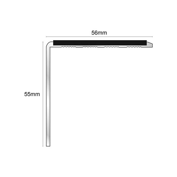 56mm x 55mm Aluminium Stair Nosing Edge Trim With Non Slip Pvc Insert