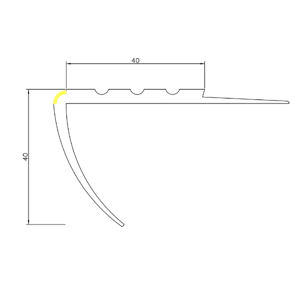 40mm x 40mm Non-Slip Flexible Bullnose Stair Nosing Warning