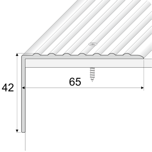 65mm x 42mm Heavy Duty Aluminum Non Slip Ribbed Stairs Nosing For Stair Treads