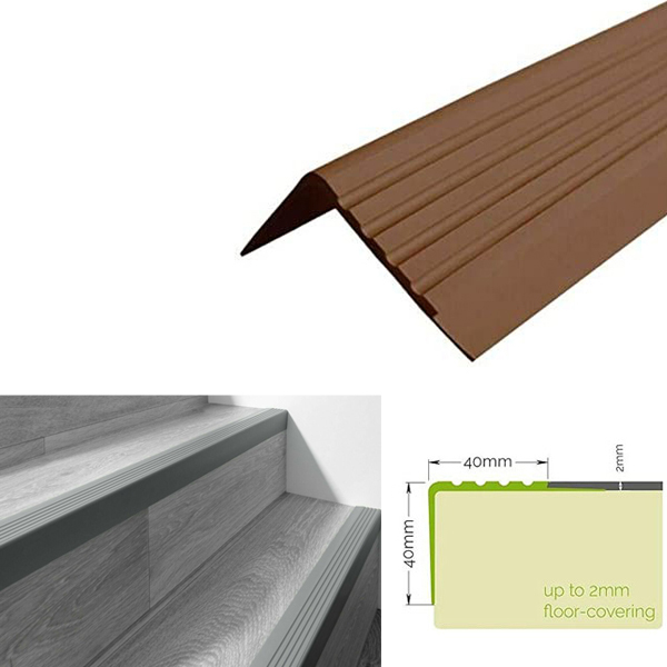 40mm x 40mm Non Slip Stair Nosing Bullnose Stair Nosing Rubber Angle Step Edge