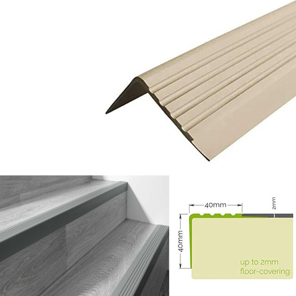 40mm x 40mm Non Slip Stair Nosing Bullnose Stair Nosing Rubber Angle Step Edge