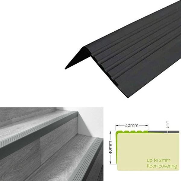 40mm x 40mm Non Slip Stair Nosing Bullnose Stair Nosing Rubber Angle Step Edge