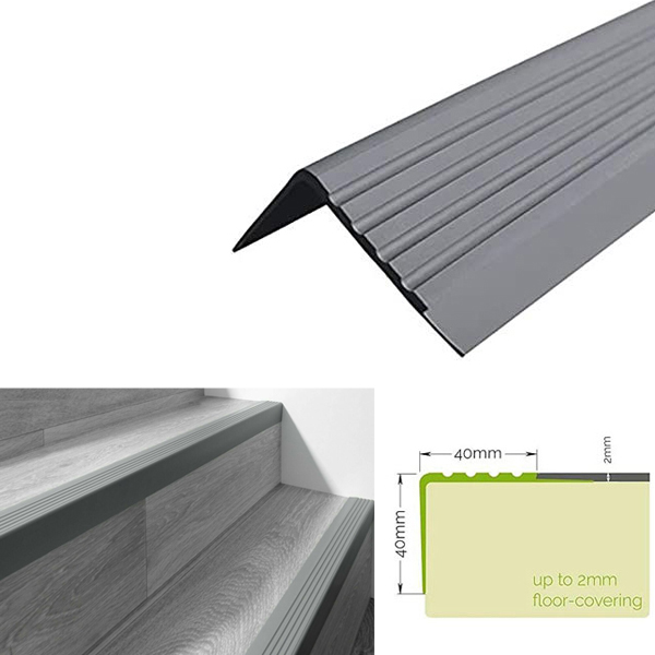 40mm x 40mm Non Slip Stair Nosing Bullnose Stair Nosing Rubber Angle Step Edge