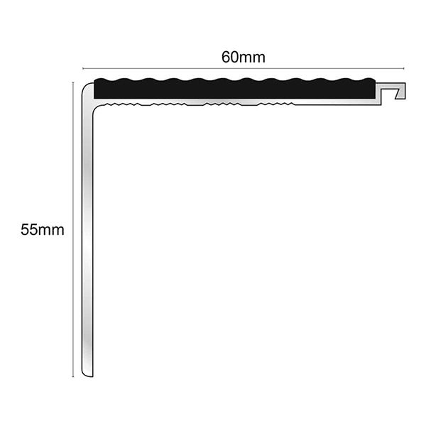 60mm x 55mm External Stair Nosing With Tredsafe PVC Insert