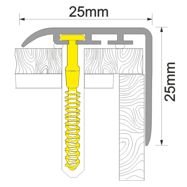 25mm x 25mm Non Slip UPVC Stair Nosing Wooden Finish