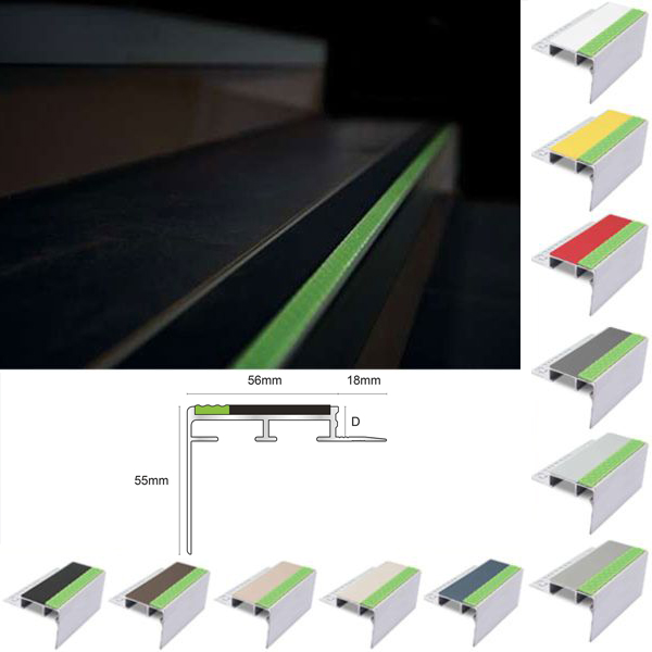 12.5mm Aluminator Tile-In Stair Nosing Flooring with PVC Insert