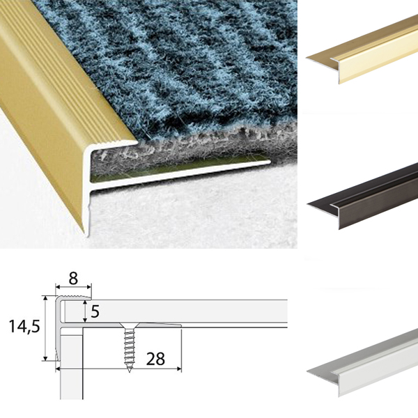 14mm Aluminium Anodised Door Floor Bar Trim Carpet Edge Nosing Cover Strip 