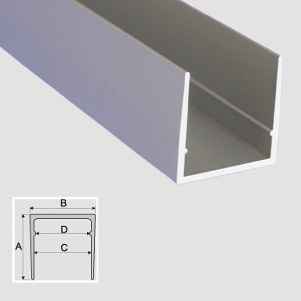 1m Aluminum Anodised Channel C Shape Section Equal-Sided Grooved Bar