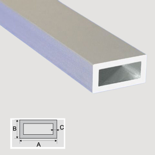 1m Silver Aluminum Anodised Rectangular Pipe