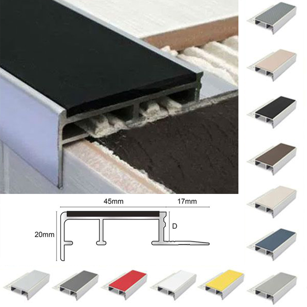 20mm x 45mm Ceramic Tile-In Stair Nosing For 10mm Flooring With PVC Insert