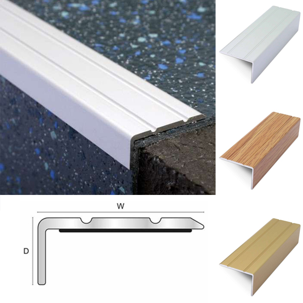 25mm x 10mm Aluminium Retro Fit Self Adhesive Stair Nosing Non Slip