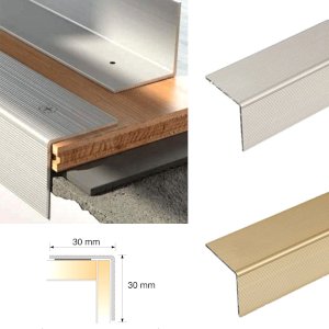 Anodised Aluminium Anti Slip Ribbed Treads Stair Nosing Edge Trim