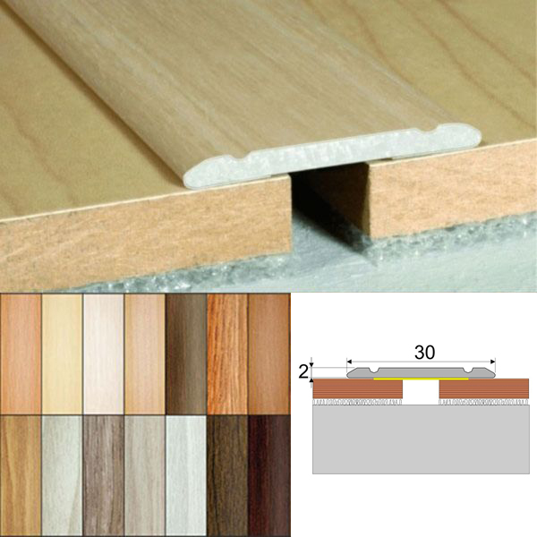 30mm Wide Aluminium Wood Effect Door Threashold Self Adhesive Door Floor Trim