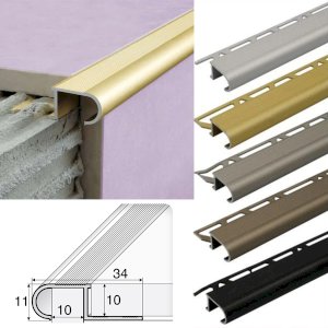 34mm x 11mm Stair Nosing Edge Trim Step Edging For 10mm Tiles