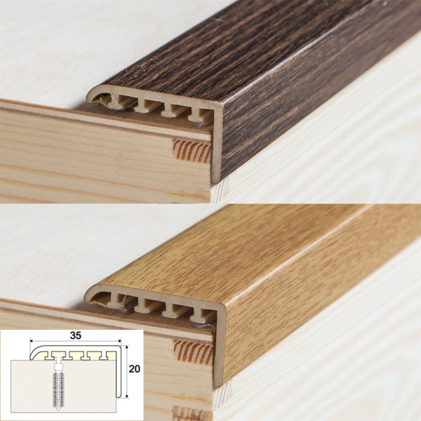 20mm UPVC Anodized Wood Effect Stair Nosing Edge Trims 