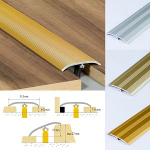 37mm Wide Push In Aluminium Door Bars Threshold Strip Transition Trim Laminate Tiles