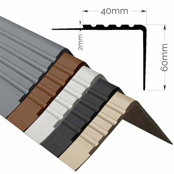 40mm Anti-Slip Bullnose Stair Nosing Rubber Angle Step Edge PVC