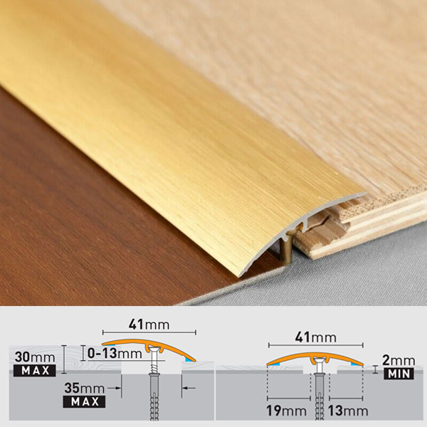 41mm Wide Anodised Aluminium Brushed Door Floor Bar Edge Trim Threshold