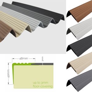 42mm x 48mm Non Slip PVC Bullnose Stair Nosing Rubber Angle Step Edge Trim