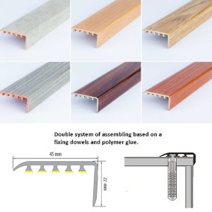 45mm x 22mm Wood Effect UPVC Stair Edge Trim Nosing For Wooden & Laminate Stairs