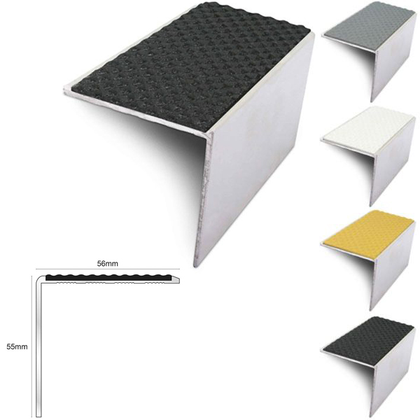 56mm x 55mm Aluminium Stair Nosing With Tredsafe Pvc Insert DDA Compliant