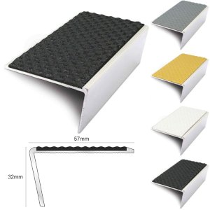 57mm x 32mm Rakeback External Stair Nosing With Tredsafe Pvc Insert