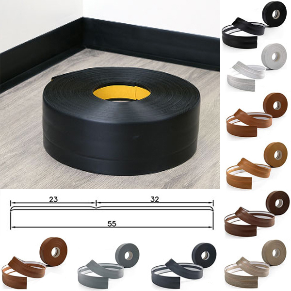 5m Long PVC Flexible Skirting Board Strip Self Adhesive For Floor Wall Joint