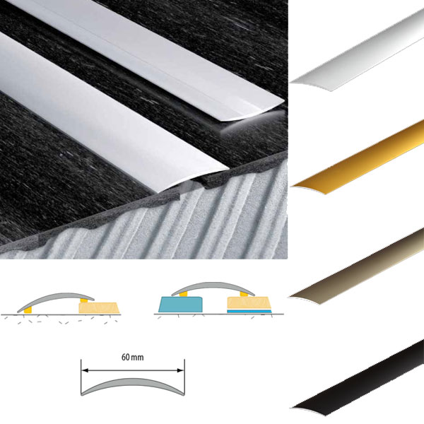 60mm Aluminium Anodised Door Edging Floor Trim Threshold Self Adhesive