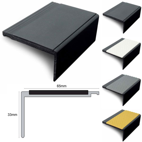 67.5mm x 39mm PVC Hard Node Stair Nosing With Tredsafe PVC Insert