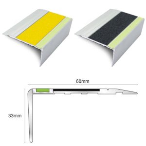 68mm x 33mm Aluminator Stair Nosing Non Slip Silicone Carbide Insert Step Edge Protection