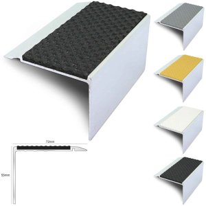 72mm x 55mm External Stair Nosing With Non Slip Tredsafe PVC Insert