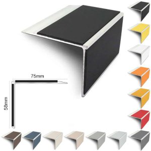 75mm x 58mm Slimline Stair Nosing Edge Trim With Pvc Insert