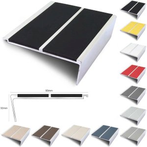 93mm x 32mm Rakeback Commercial Stair Nosing With Non Slip PVC Insert Stair Nosing Edge Trim