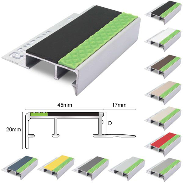 Aluminator Tile-In Stair Nosing For 10mm Flooring With PVC Insert