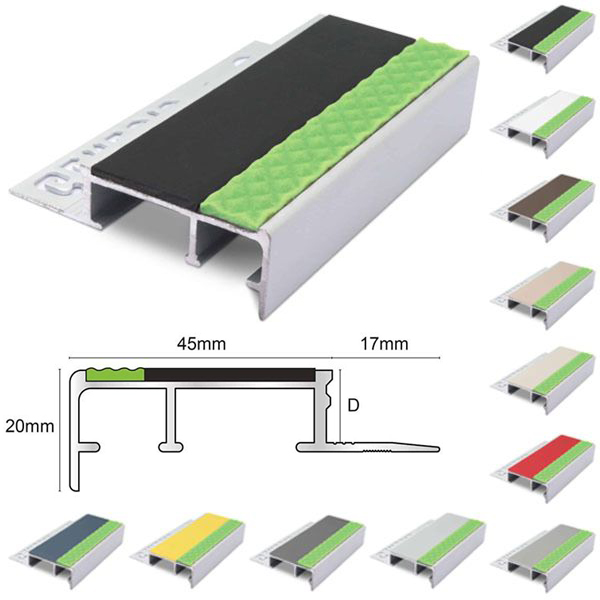 Aluminator Tile-In Stair Nosing For 12.5mm Flooring With PVC Insert