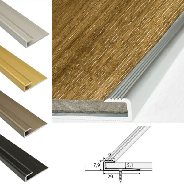 29mm x 9mm Aluminium Door Floor Threshold For Luxury Click Vinyl 5mm Flooring