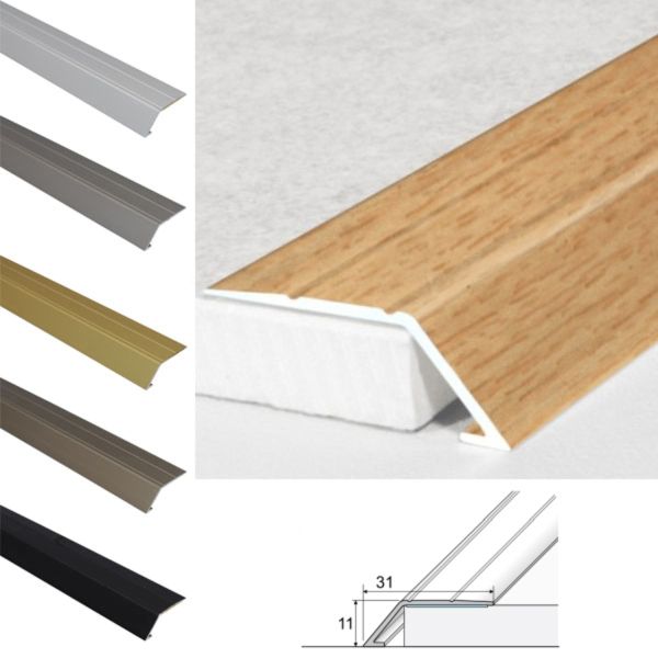 31mm Wide Aluminium Door Thresholds Ramp for 11mm High Floor Self Adhesive